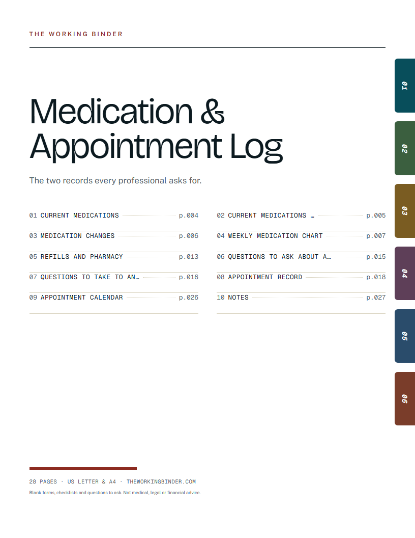 Medication & Appointment Log — Medication & Appointment Log